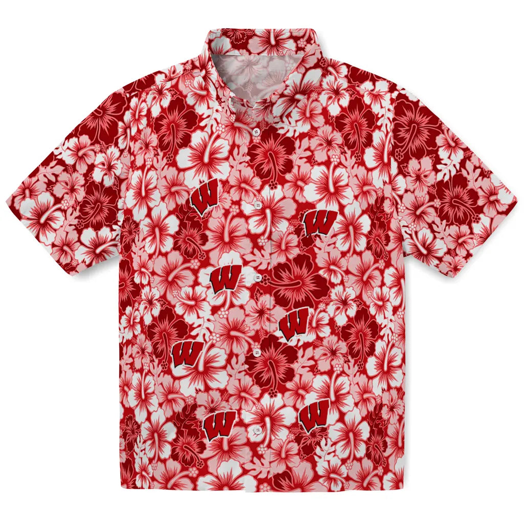 Wisconsin Badgers Hawaiian Shirt - Hibiscus Blooms | Hula Hawaiian Shirts
