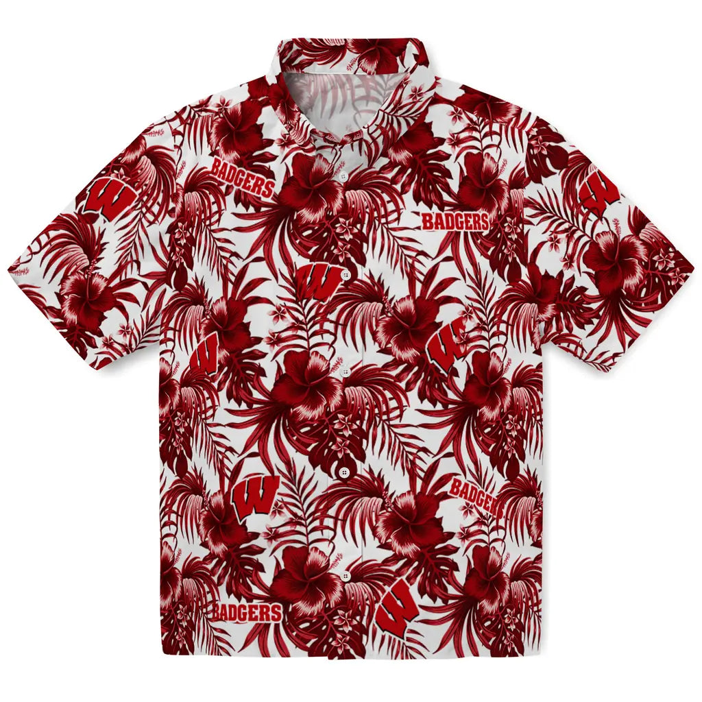 Wisconsin Badgers Hawaiian Shirt - Hibiscus Exotic | Hula Hawaiian Shirts