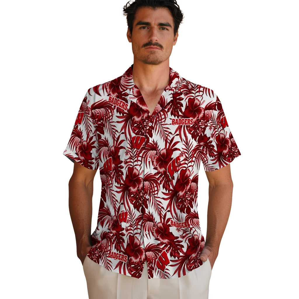 Wisconsin Badgers Hawaiian Shirt - Hibiscus Exotic | Hula Hawaiian Shirts