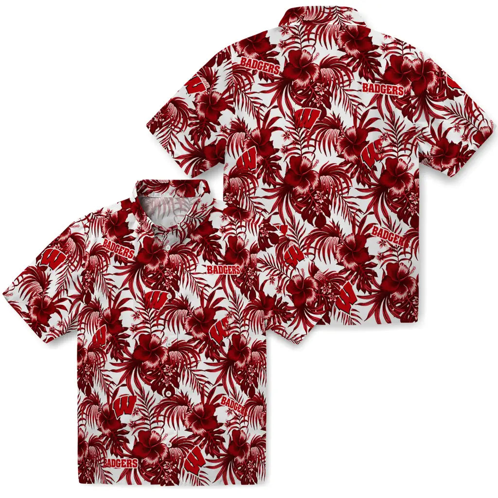 Wisconsin Badgers Hawaiian Shirt - Hibiscus Exotic | Hula Hawaiian Shirts