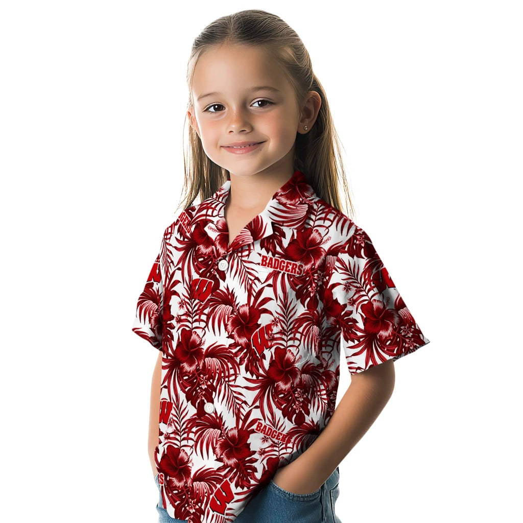 Wisconsin Badgers Hawaiian Shirt - Hibiscus Exotic | Hula Hawaiian Shirts