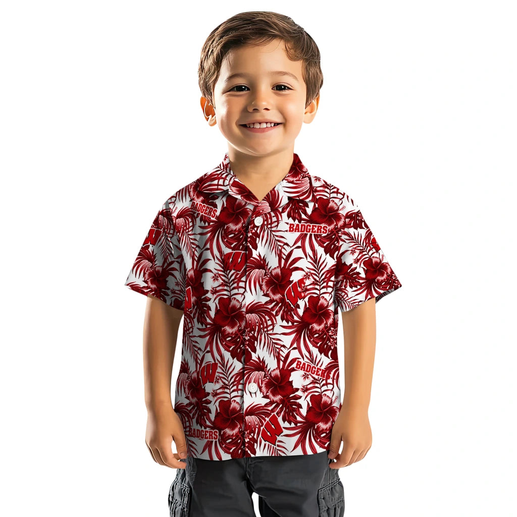 Wisconsin Badgers Hawaiian Shirt - Hibiscus Exotic | Hula Hawaiian Shirts