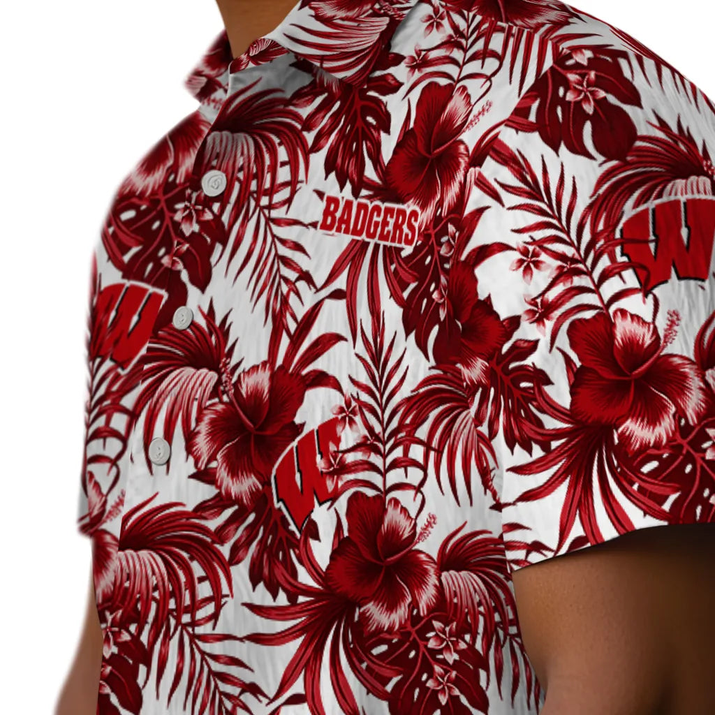 Wisconsin Badgers Hawaiian Shirt - Hibiscus Exotic | Hula Hawaiian Shirts