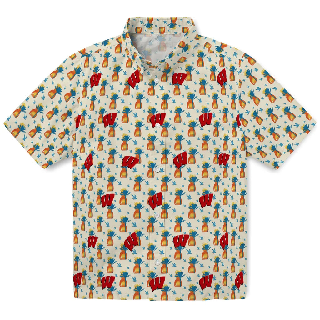 Wisconsin Badgers Hawaiian Shirt - Pineapple Delight | Hula Hawaiian Shirts