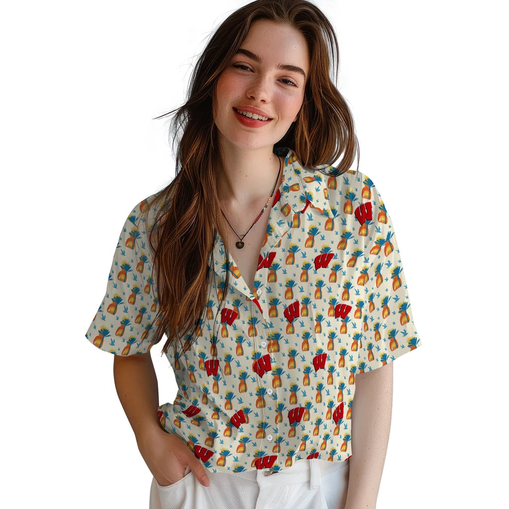 Wisconsin Badgers Hawaiian Shirt - Pineapple Delight | Hula Hawaiian Shirts