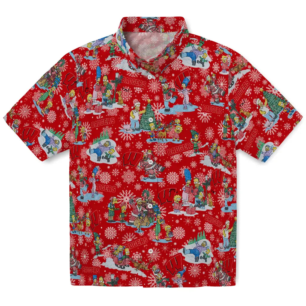Wisconsin Badgers Hawaiian Shirt - Simpsons Christmas | Hula Hawaiian Shirts