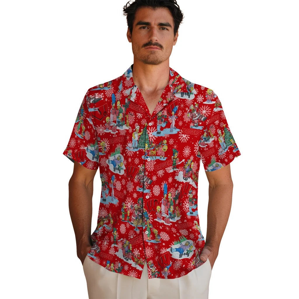 Wisconsin Badgers Hawaiian Shirt - Simpsons Christmas | Hula Hawaiian Shirts