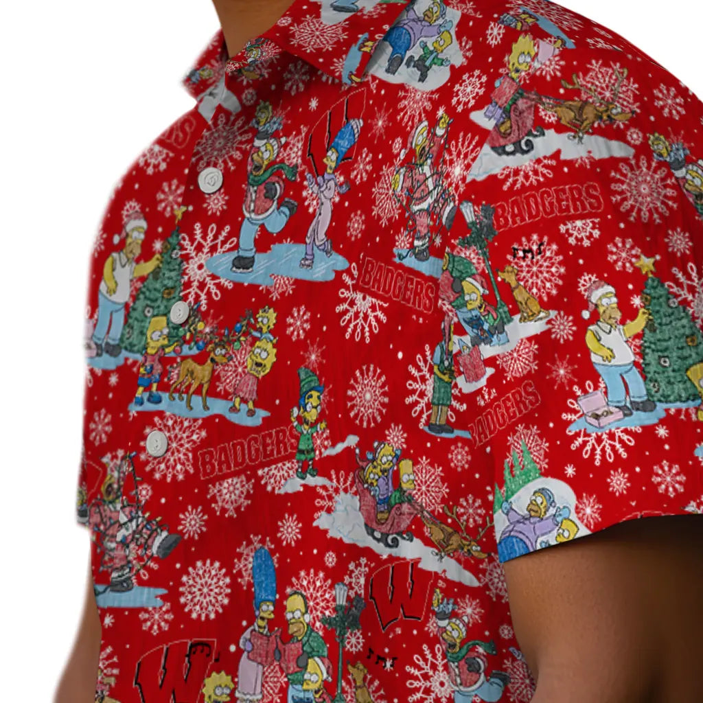 Wisconsin Badgers Hawaiian Shirt - Simpsons Christmas | Hula Hawaiian Shirts