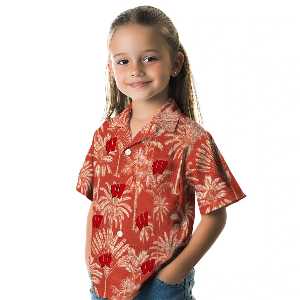Wisconsin Badgers Hawaiian Shirt - Vintage Palm Tree | Hula Hawaiian Shirts