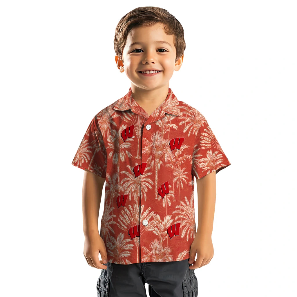 Wisconsin Badgers Hawaiian Shirt - Vintage Palm Tree | Hula Hawaiian Shirts