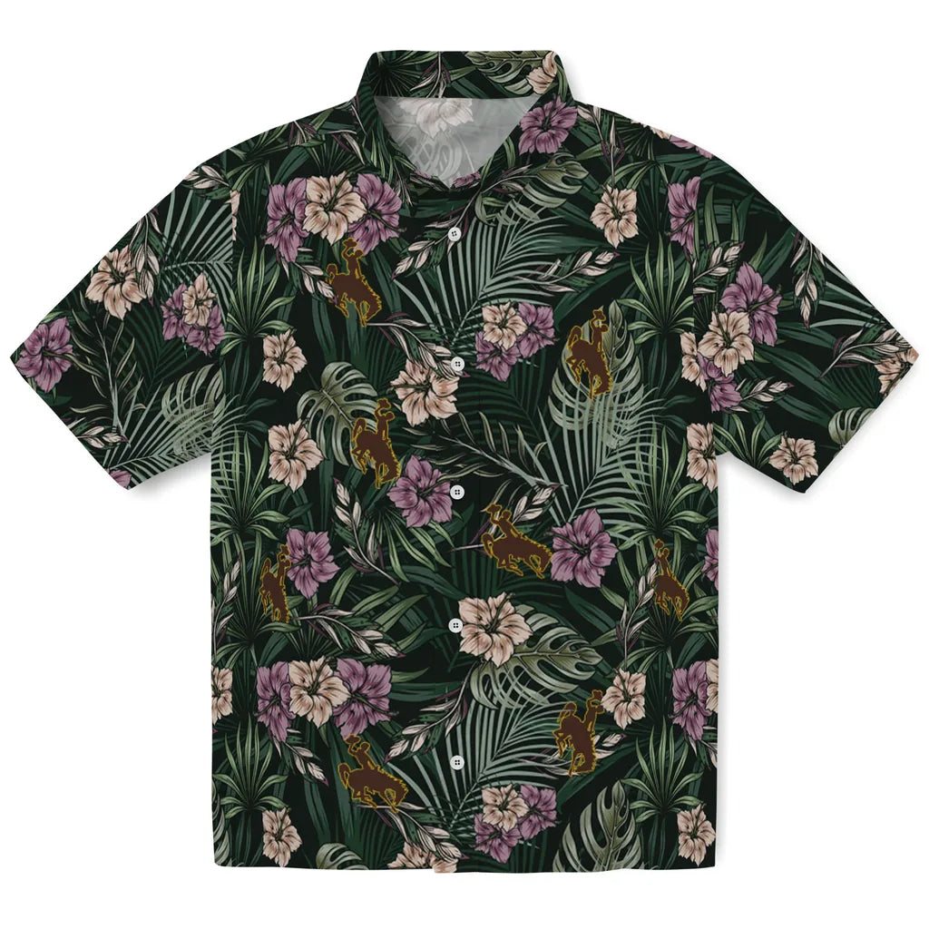 Wyoming Cowboys Hawaiian Shirt - Hibiscus Leaves Pattern | Hula Hawaiian Shirts