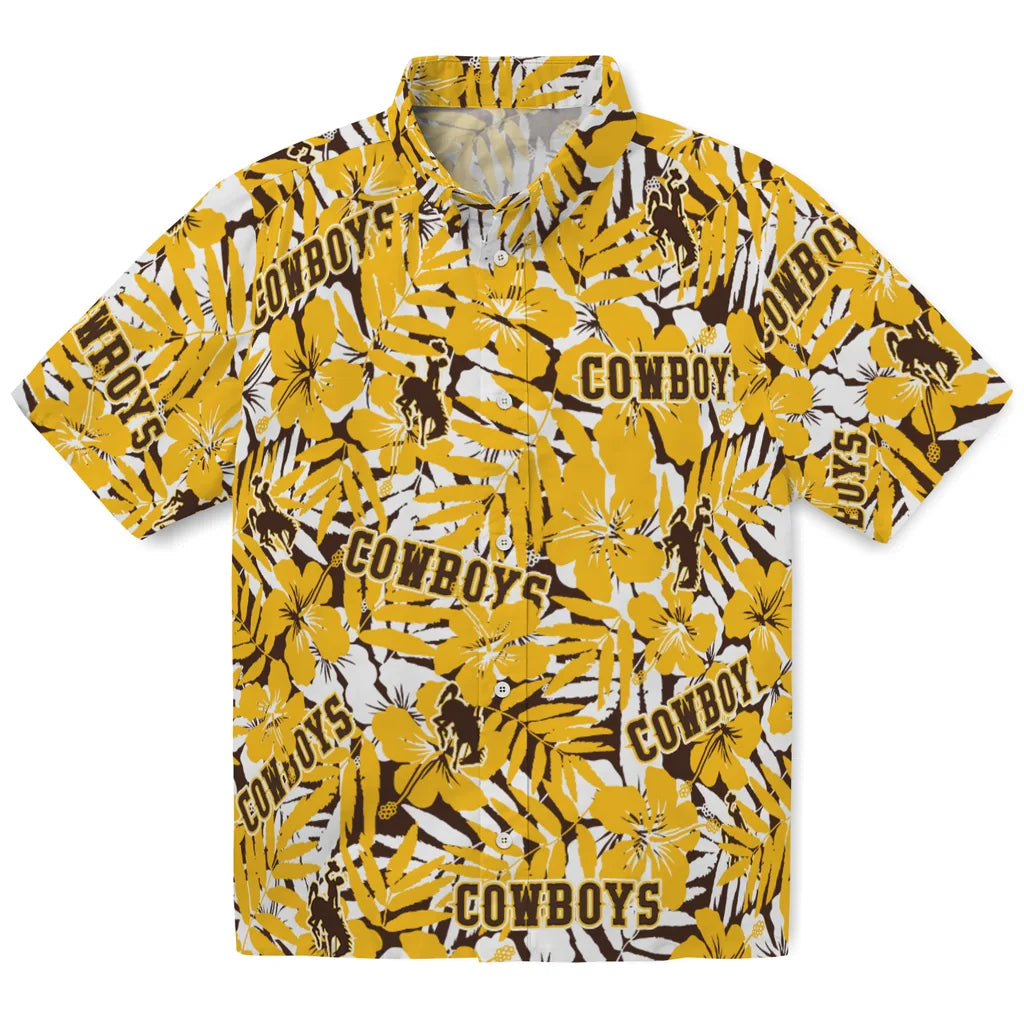 Wyoming Cowboys Hawaiian Shirt - Hibiscus Overlay | Hula Hawaiian Shirts