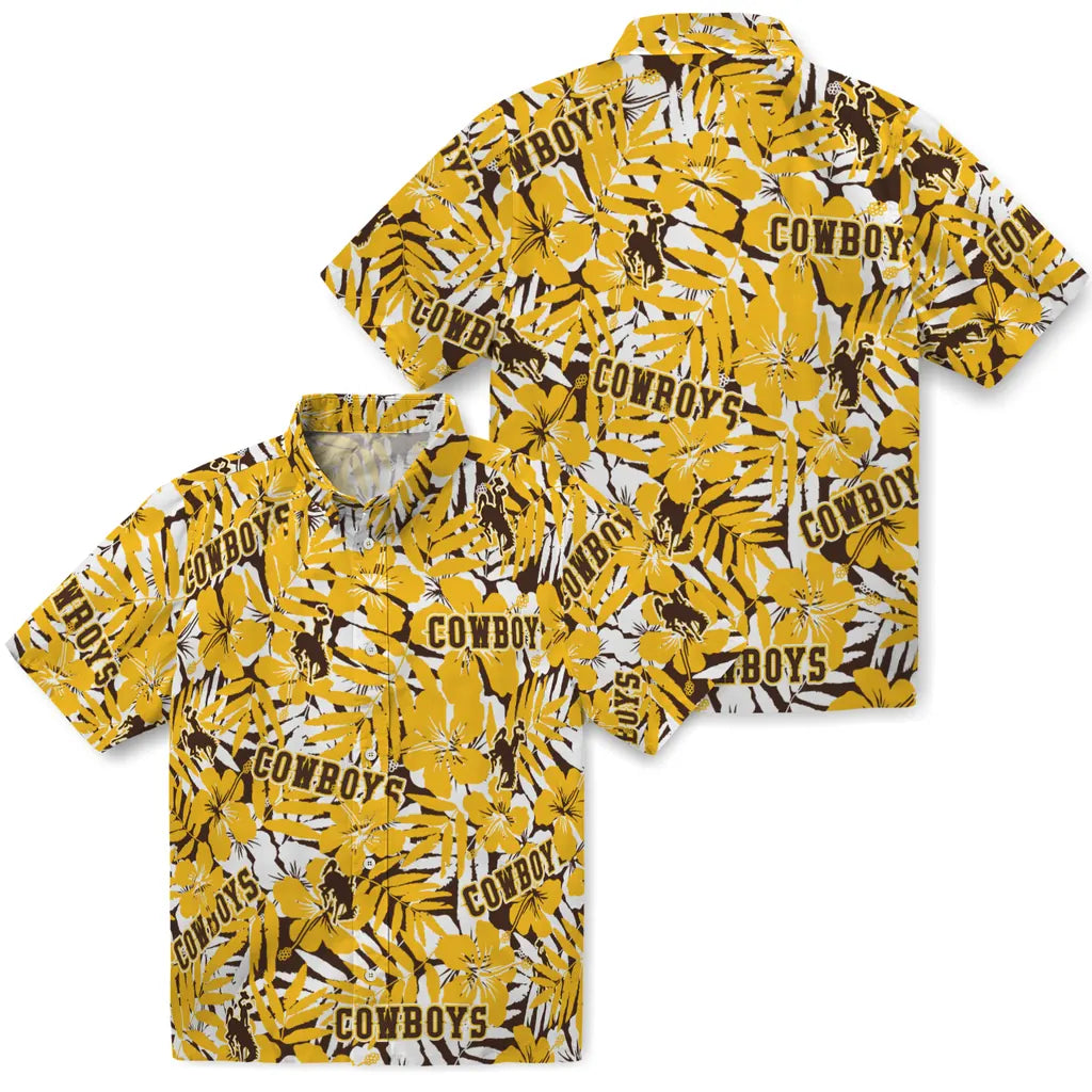 Wyoming Cowboys Hawaiian Shirt - Hibiscus Overlay | Hula Hawaiian Shirts