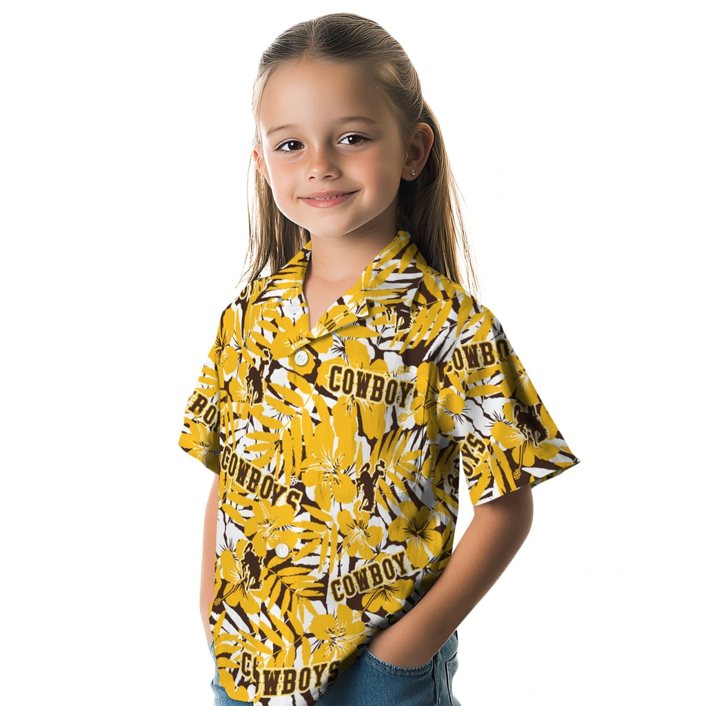 Wyoming Cowboys Hawaiian Shirt - Hibiscus Overlay | Hula Hawaiian Shirts