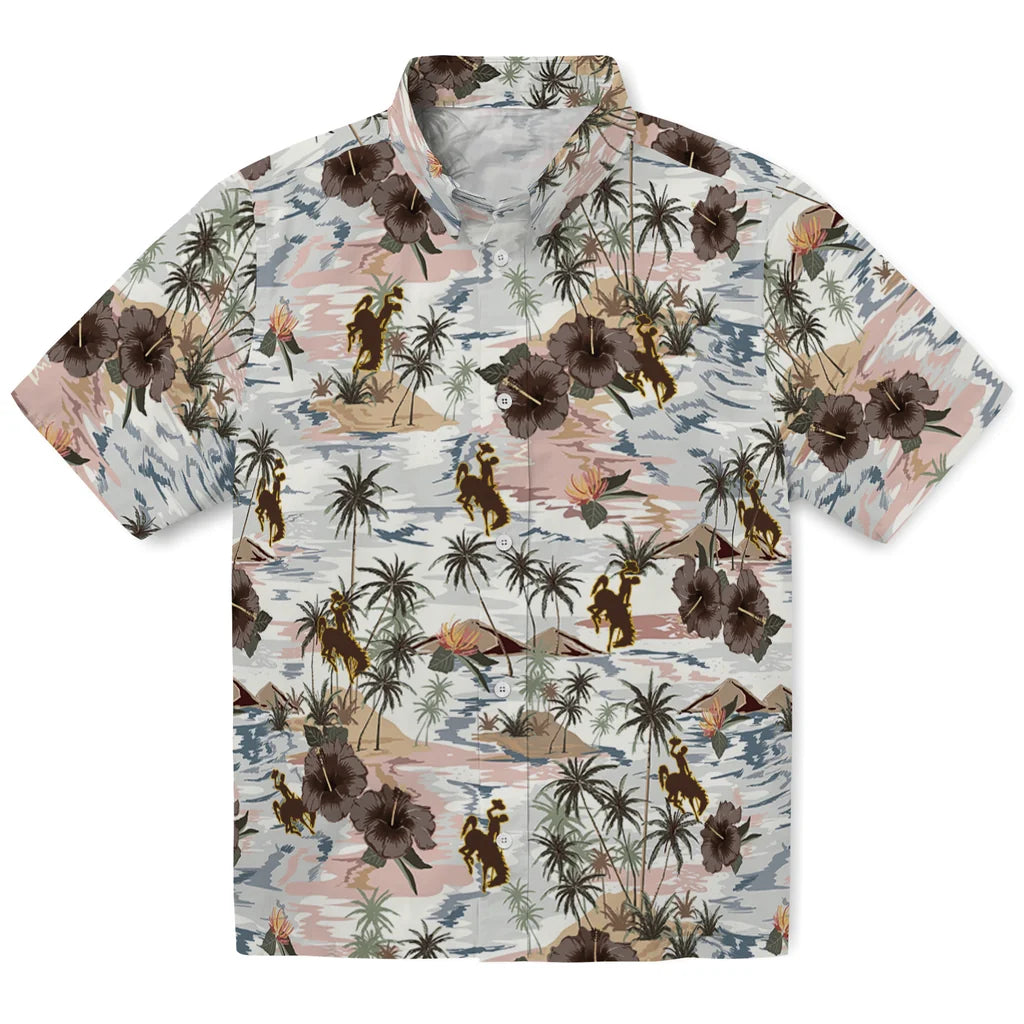 Wyoming Cowboys Hawaiian Shirt - Hibiscus Seaside | Hula Hawaiian Shirts