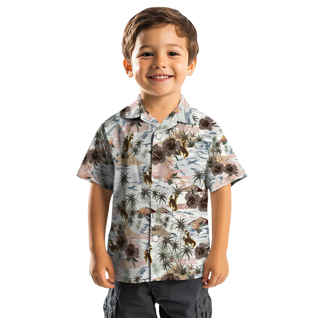 Wyoming Cowboys Hawaiian Shirt - Hibiscus Seaside | Hula Hawaiian Shirts