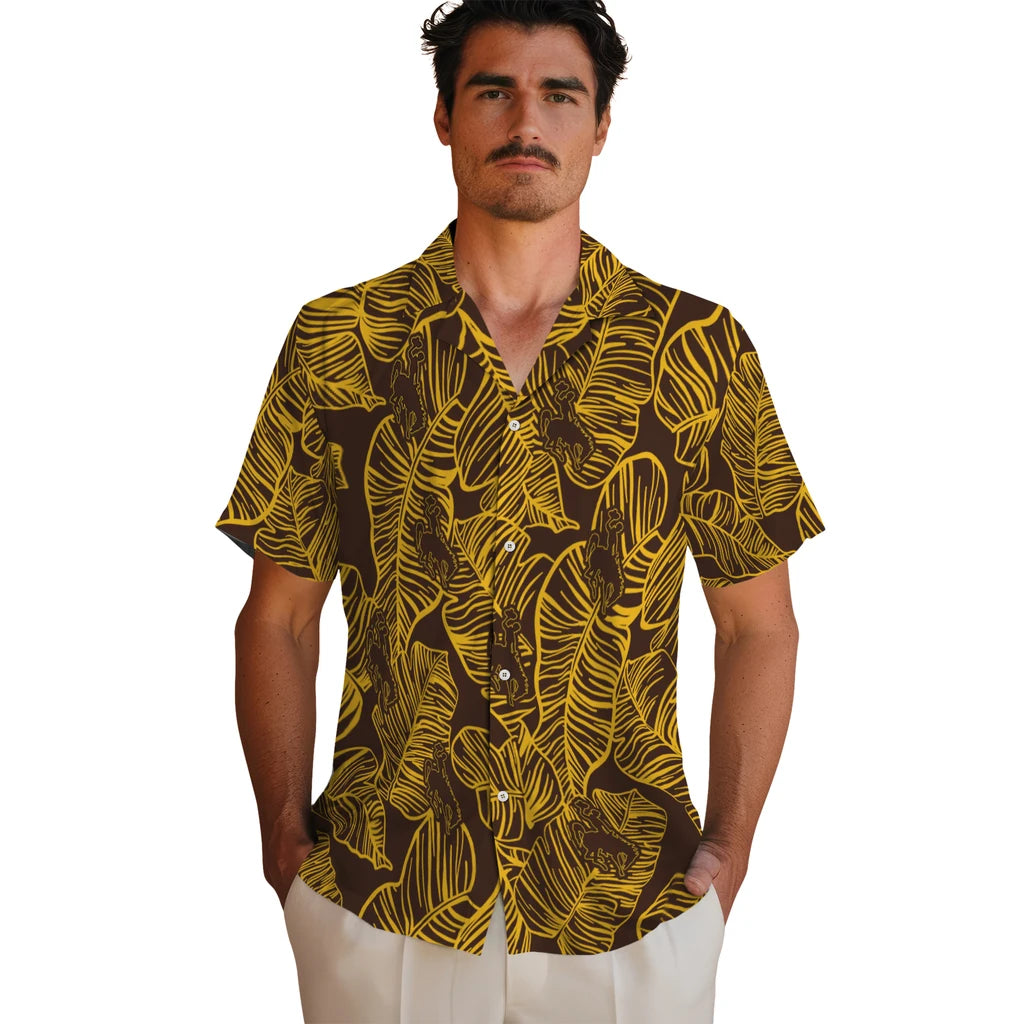 Wyoming Cowboys Hawaiian Shirt - Leaf Outline | Hula Hawaiian Shirts
