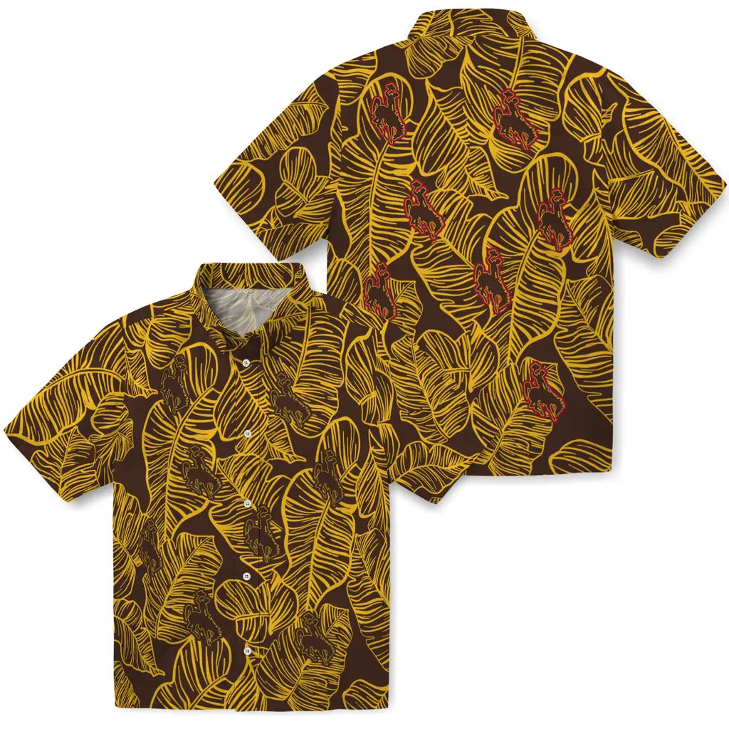 Wyoming Cowboys Hawaiian Shirt - Leaf Outline | Hula Hawaiian Shirts