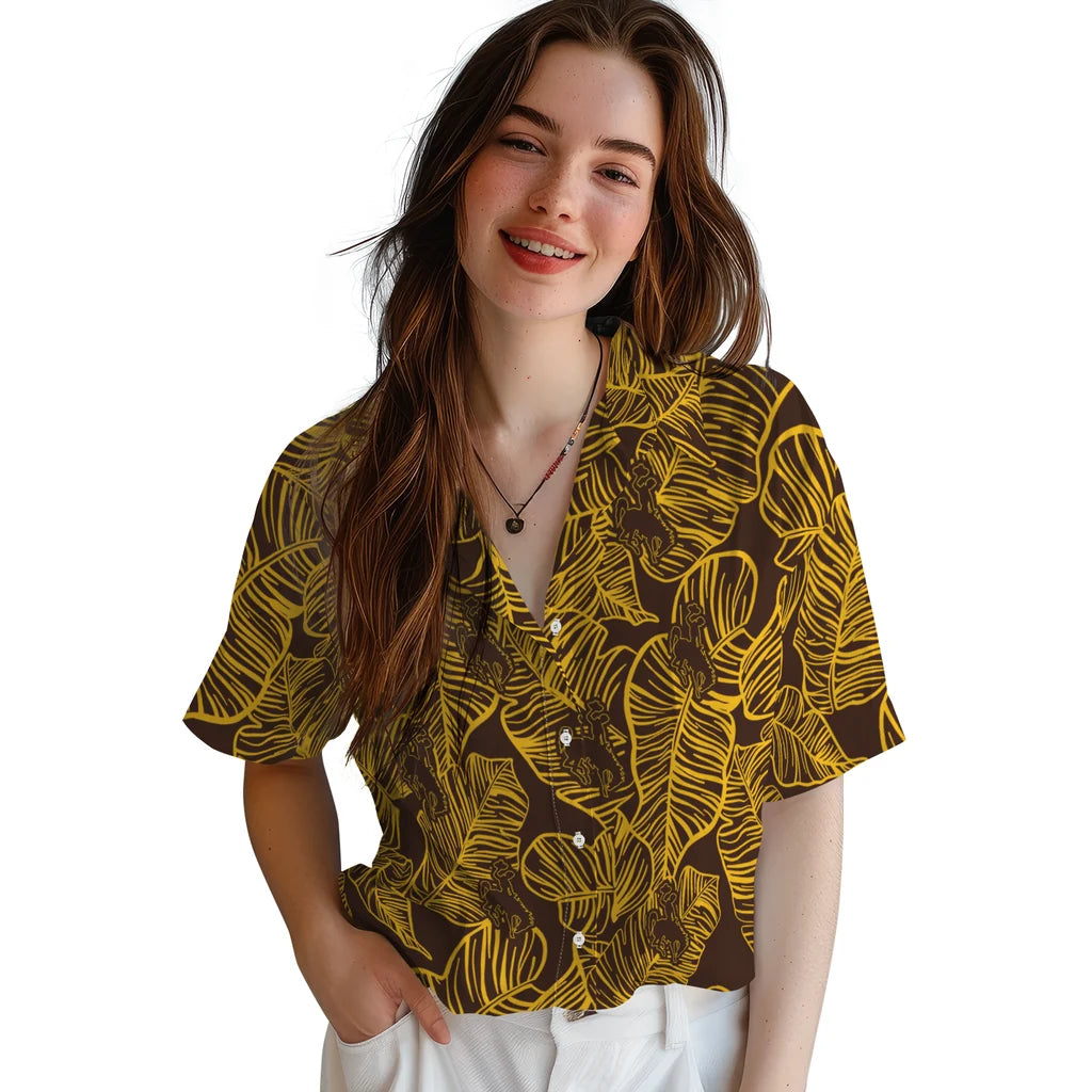 Wyoming Cowboys Hawaiian Shirt - Leaf Outline | Hula Hawaiian Shirts
