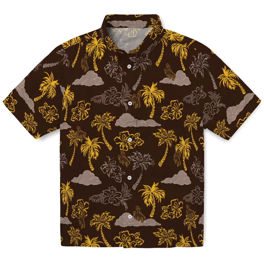 Wyoming Cowboys Hawaiian Shirt - Palm And Clouds | Hula Hawaiian Shirts