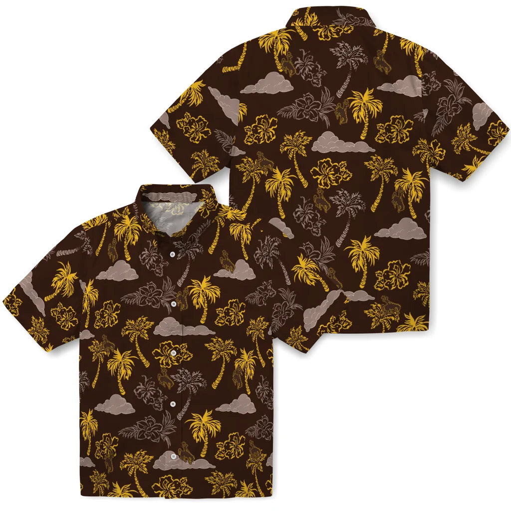 Wyoming Cowboys Hawaiian Shirt - Palm And Clouds | Hula Hawaiian Shirts