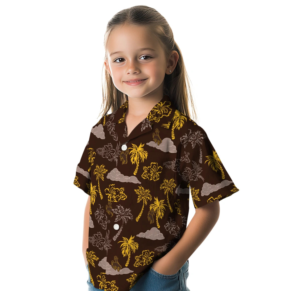 Wyoming Cowboys Hawaiian Shirt - Palm And Clouds | Hula Hawaiian Shirts