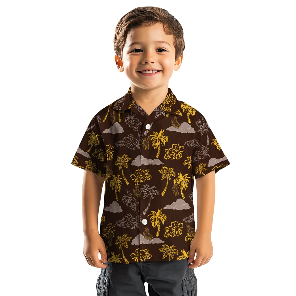 Wyoming Cowboys Hawaiian Shirt - Palm And Clouds | Hula Hawaiian Shirts