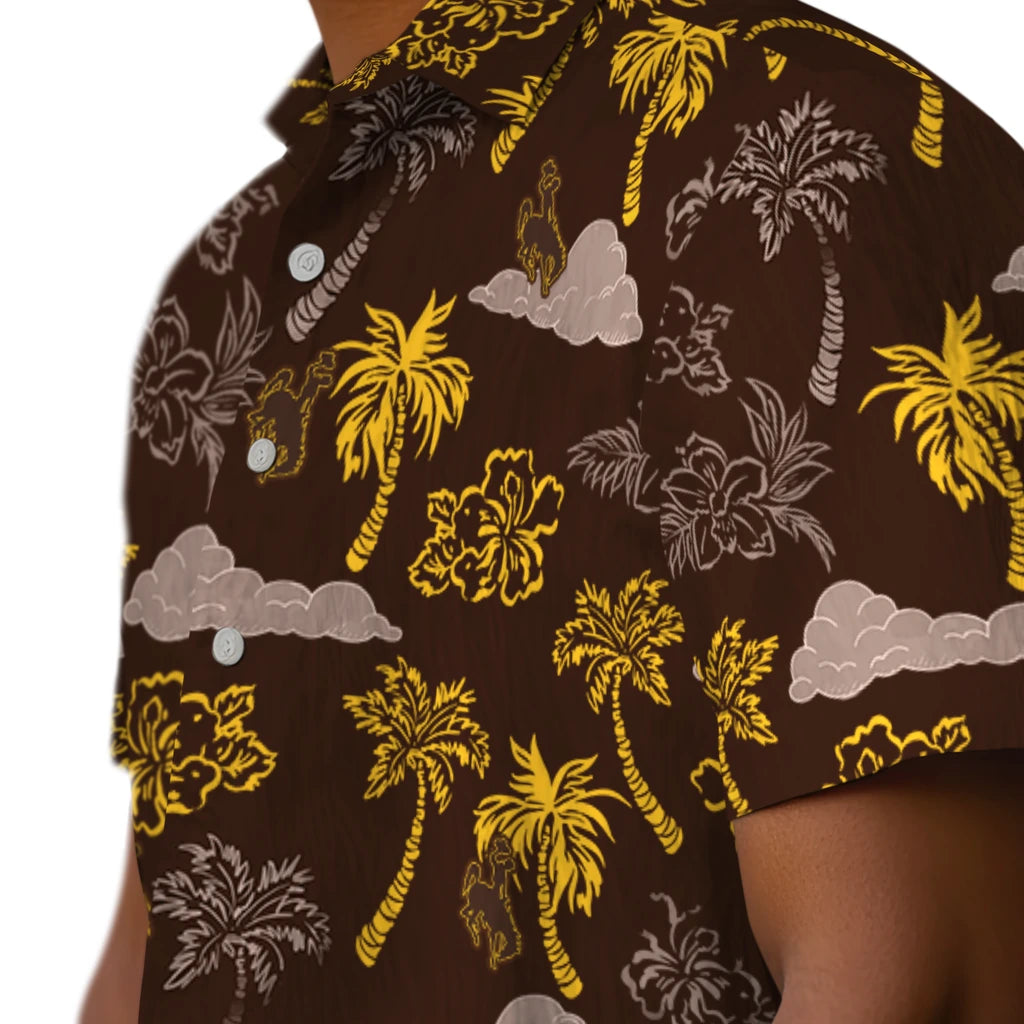 Wyoming Cowboys Hawaiian Shirt - Palm And Clouds | Hula Hawaiian Shirts
