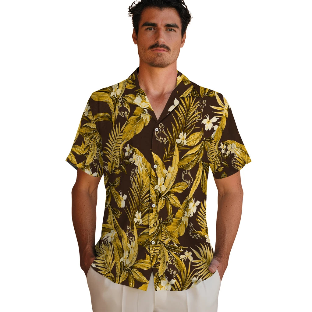 Wyoming Cowboys Hawaiian Shirt - Palm Leaves | Hula Hawaiian Shirts