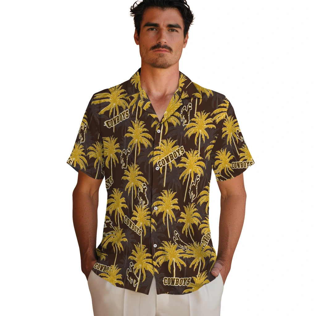 Wyoming Cowboys Hawaiian Shirt - Palm Tree Motif | Hula Hawaiian Shirts